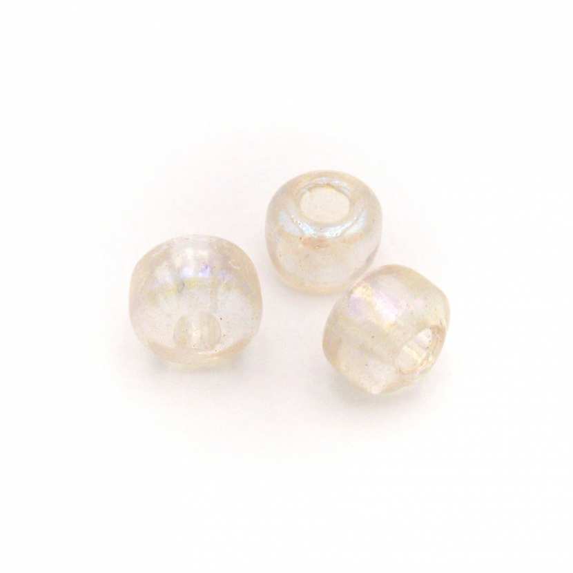 Bague En Verre Blanc Transparent Et Irisé - Taille Unique Ajustable, Neuf Sans Emballage